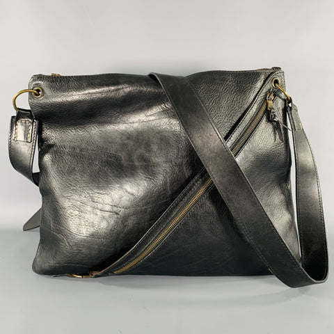 JOHN VARVATOS Black Leather Overlay Cross Body Bag
