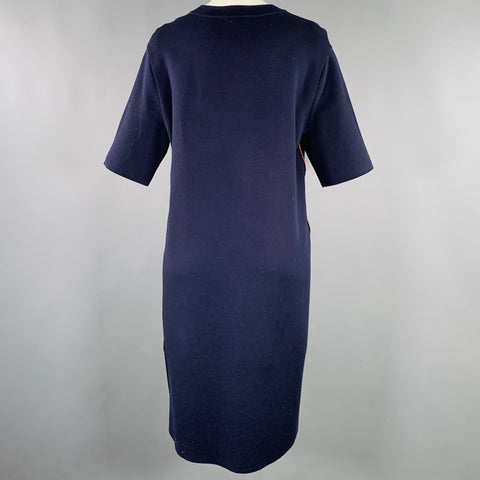 DKNY Size M Navy Orange Merino Wool Contrast Trim Short Sleeve Dress – Sui Generis Designer Consignment