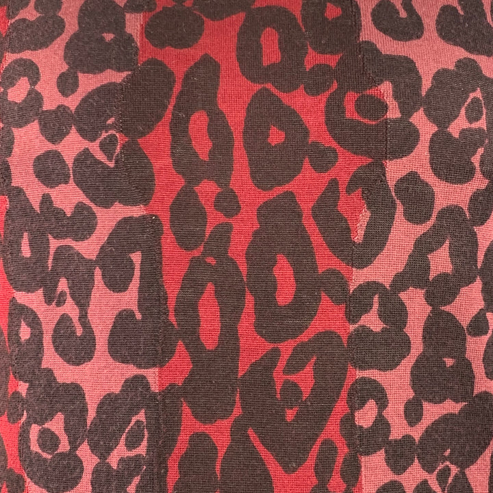 BURBERRY Size XL Red Black Pink Animal Print Wool Silk Crew Neck Pullover