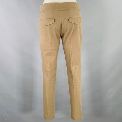 BRUNELLO CUCINELLI Size 4 Brown Cotton Blend Twill Flat Front Casual Pants