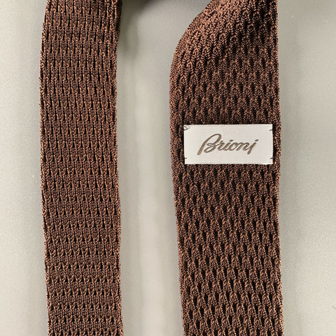 BRIONI Brown Knitted Silk Tie