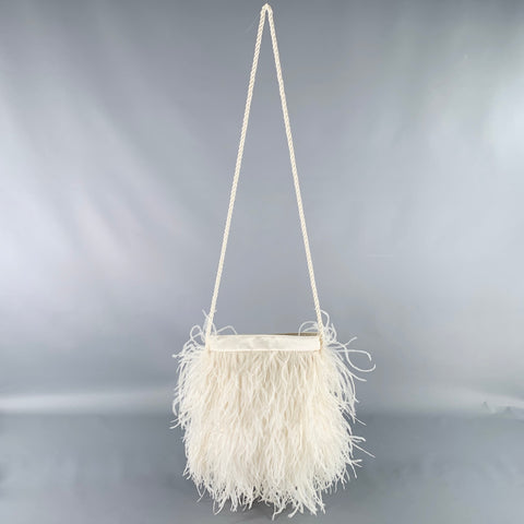 BARNEY'S NEW YORK White Polyester Feathers Handbag