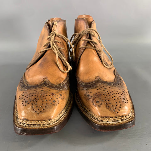 BETTANIN & VENTURI Size 8 Tan Brown Leather Spectator Boots