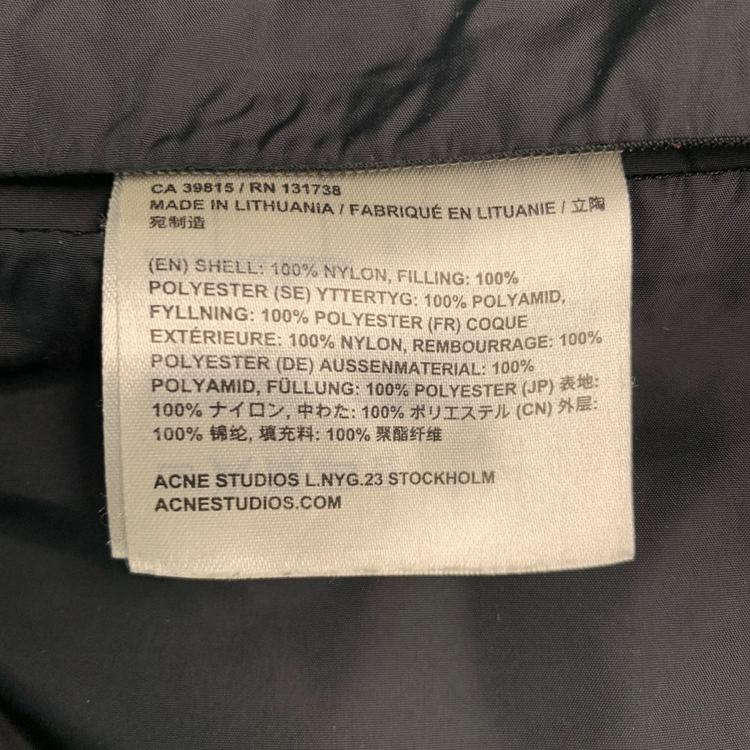 ACNE STUDIOS Size M -Mayland Face- Black Nylon Hooded Jacket