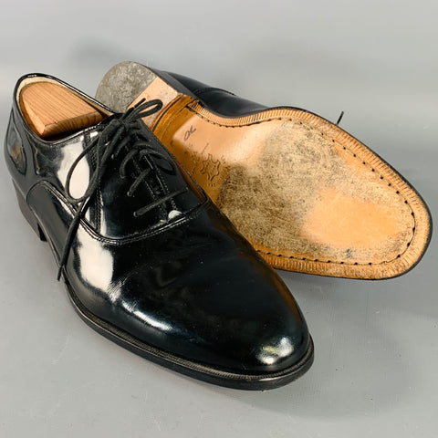 CHURCH'S Size 11.5 Black Patent Leather Oxford Lace-Up Shoes