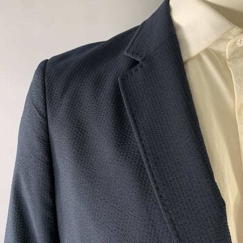ARMANI COLLEZIONI Size 44 Navy Seersucker Polyester Sport Coat