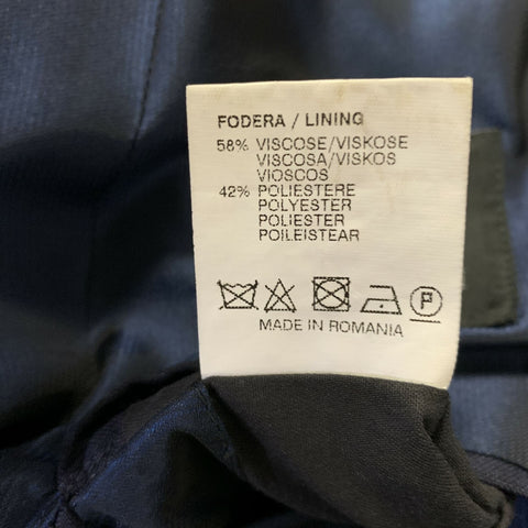 BOGGI Chest Size 36 Navy Blue Tartan Wool Notch Lapel 34 28 Suit