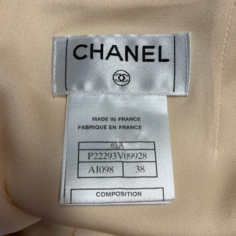 CHANEL Size 4 Beige Silk Layered Below Knee Skirt