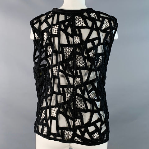 IRO Size S Black Lace Mesh Sleeveless Crew Neck Casual Top