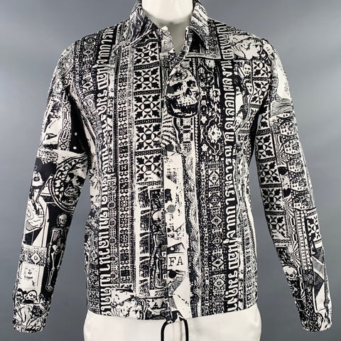 FUCKING AWESOME Size S White Black Abstract Cotton Shirt Jacket