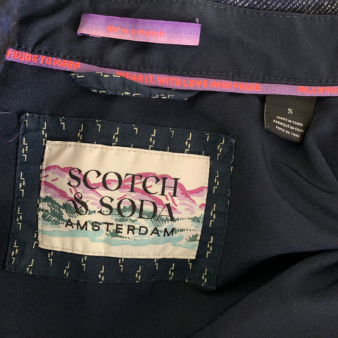 SCOTCH AND SODA Size S Navy Lime Plaid Cotton Zip Jacket