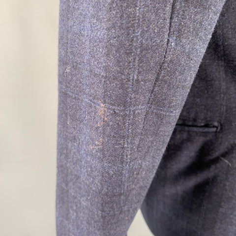 BRUNELLO CUCINELLI Size 38 Navy Grey Plaid Notch Lapel Sport Coat