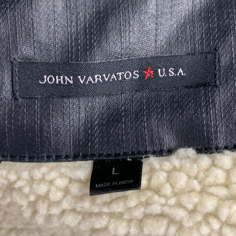 JOHN VARVATOS STAR USA Size L Black Coated Cotton Twill Snaps Jacket
