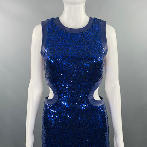 STAUD Size S Blue Polyester Blend Sequined Cutout Long Gown