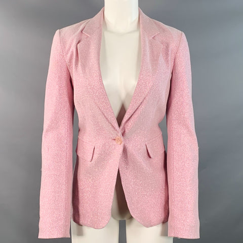 SIES MARJAN Size 4 Pink Polyester Blend Metallic Notch Lapel Jacket Blazer