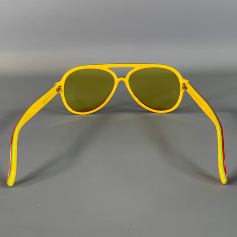 GUCCI Black yellow/red Color Block Acetate Sunglasses