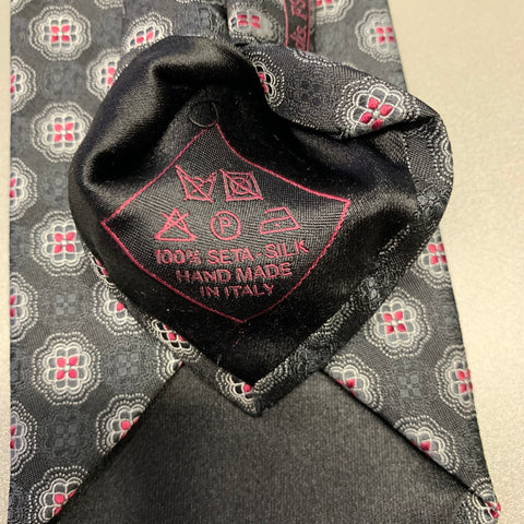 BRIONI Black Red Floral Silk Tie
