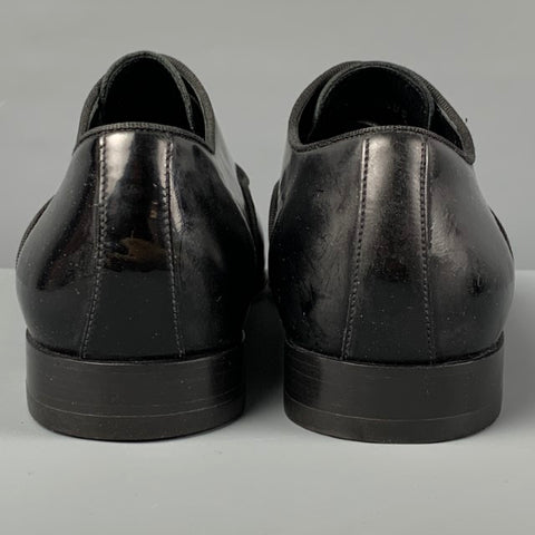 ERMENEGILDO ZEGNA Size 8.5 Black Patent Leather Oxford Lace Up Shoes