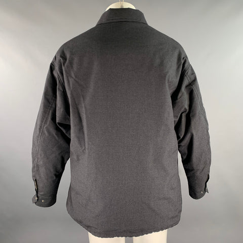 VISVIM Size M Grey Charcoal Stripe Wool Linen Silk Down Filled Jacket