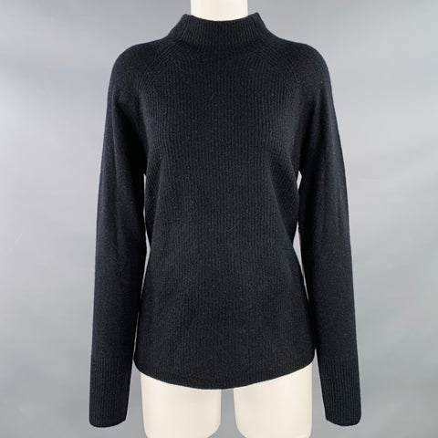 WHITE+WARREN Size M Black Cashmere Knit Mock Neck Pullover
