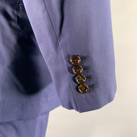 BRUNELLO CUCINELLI Size 40 Navy Wool Blend Notch Lapel Suit