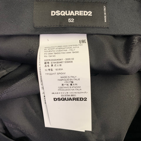 DSQUARED2 Size 36 Admiral Black Wool Silk Flat Front Dress Pants