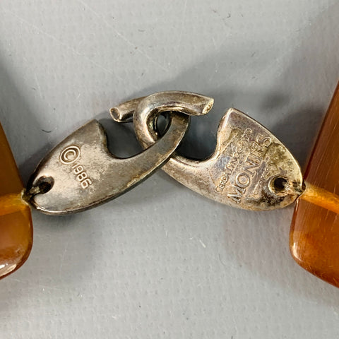 VINTAGE for MONIES 1985 Camel Acetate Squares Necklace