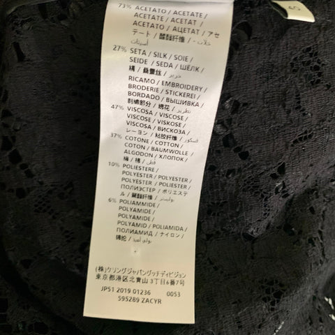 GUCCI Size S Black Silk Lace Button Up Shirt
