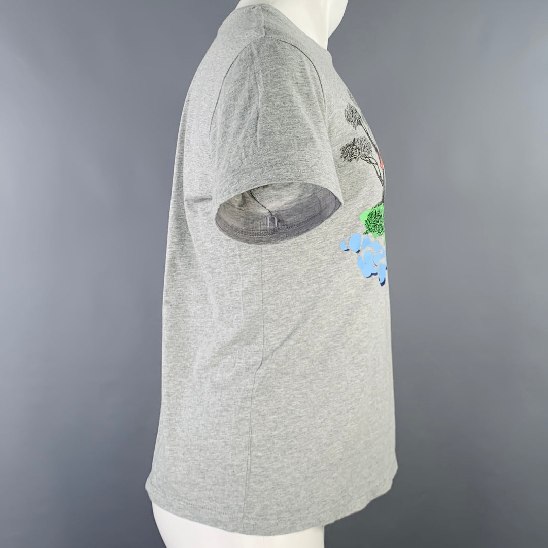 WALTER VAN BEIRENDONCK Size S Grey Multi Color Graphic Cotton T-shirt