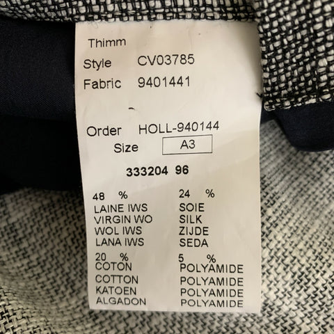 KLEIN EPSTEIN & PARKER Thimm Size L Black White & Black Heather Wool Blend Coat