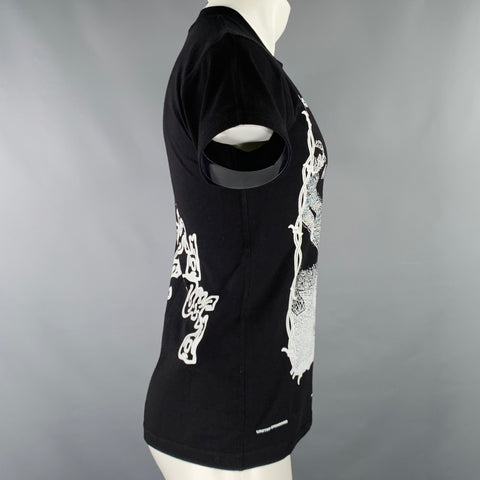 UNITED STANDARD Size S Black White Graphic Cotton Crew Neck T-shirt