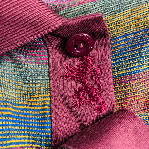 BUGATCHI UOMO Size L Multi Color Stripe Cotton Buttoned Polo