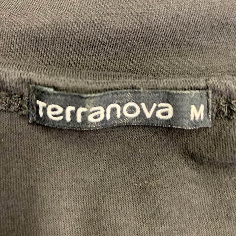 TERRANOVA Size M Black Cotton Beaded Glitter Heart T-Shirt