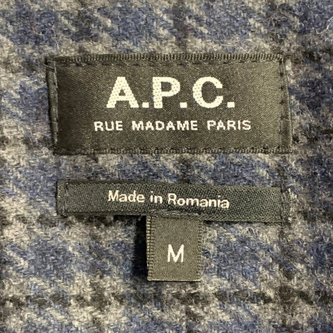 Veste zippée A.P.C. taille M à carreaux bleus, gris et noirs en mélange de laine