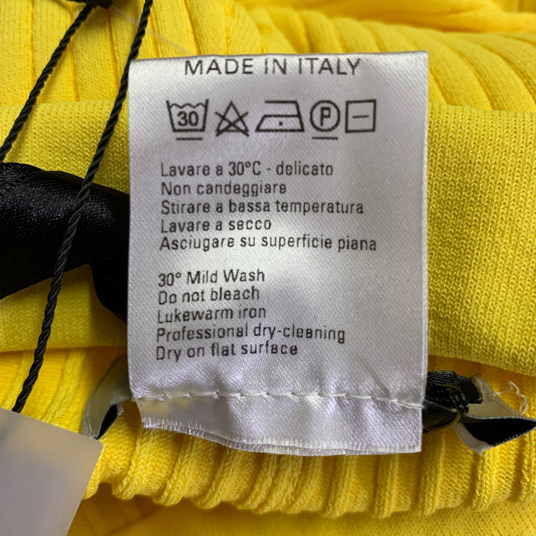 LANEUS Size 4 Yellow Viscose Blend Ribbed Bell Bottom Leggings