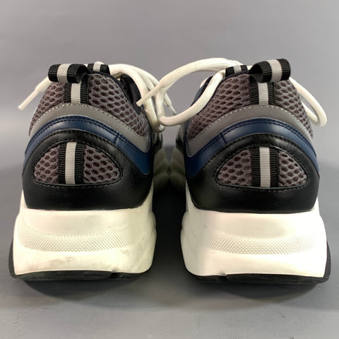 DIOR Size 10 Blue Multi Color Mixed Fabrics Low Top Lace Up Shoes