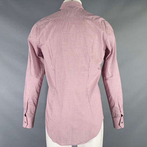 LANVIN Size S Red Blue White Checkered Cotton Long Sleeve Shirt