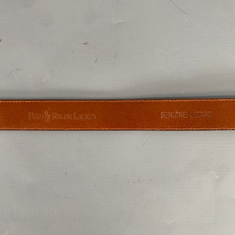 POLO by RALPH LAUREN Size 34 Brown Textured Lizard Leather Sterling Silver Belt