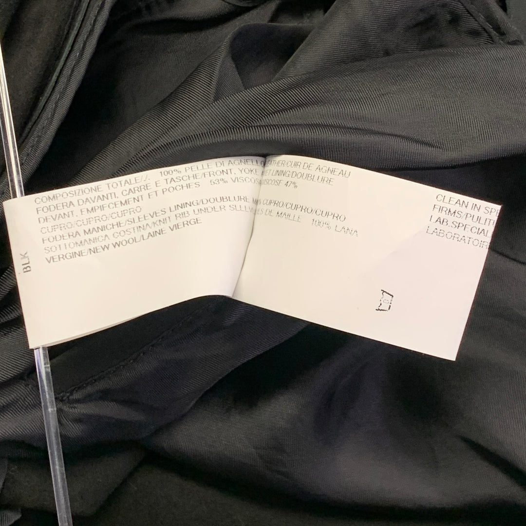 RICK OWENS Size 8 Black Lambskin Leather Biker Jacket