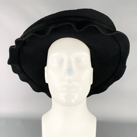 COMME des GARCONS AW18 Size M Black Wool Layered Brim Felt Hat