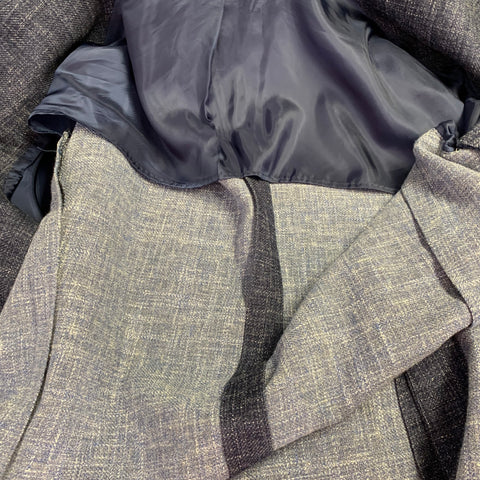 CANALI Size 42 Navy White Wool Cotton Linen Sport Coat