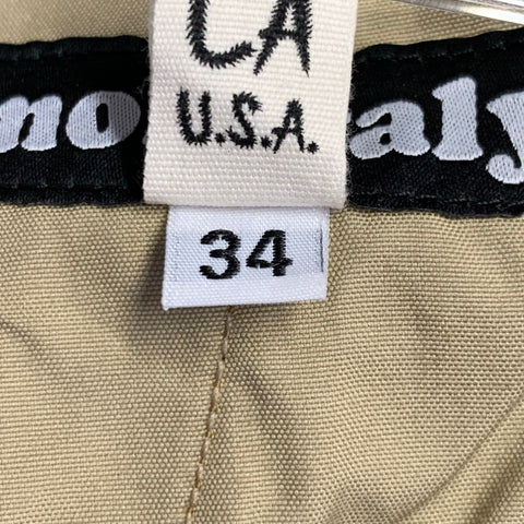 MONITALY Size 34 Tan Cotton Sateen Pleated Water Resistant Riding Casual Pants