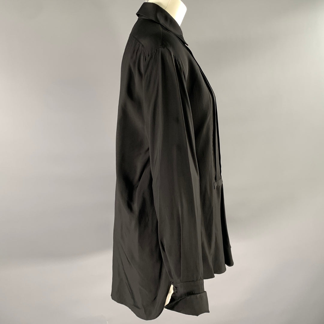 JIL SANDER Size XS Black Viscose Pleated Shirt