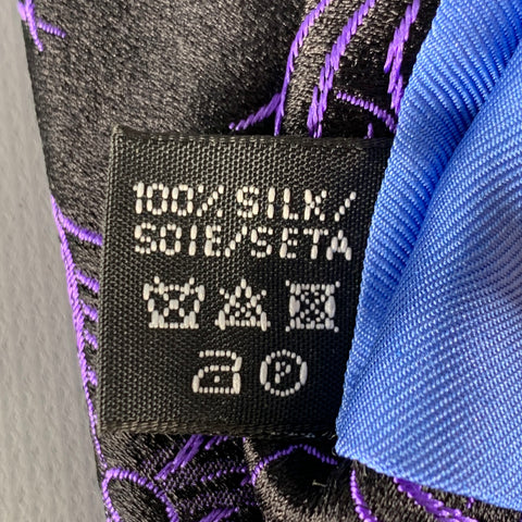 RICHARD JAMES Black Purple Abstract Floral Silk Tie