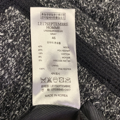 LE17SEPTEMBRE Size 36 Grey Black White Tweed Wool Blend Jacket