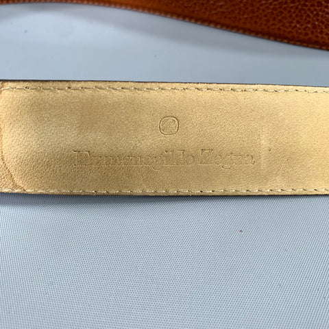 ERMENEGILDO ZEGNA Size 38 Brown Crackled Leather Belt
