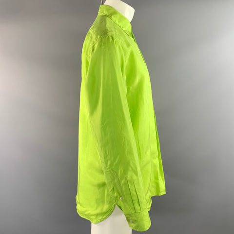DRIES VAN NOTEN Size M Green Lime Silk Long Sleeve Shirt