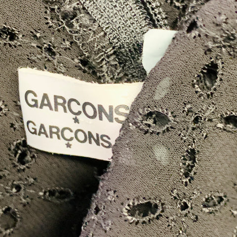 COMME des GARCONS 2012 Size S Black Cupro Eyelet Asymmetrical Wide Leg Jumpsuit