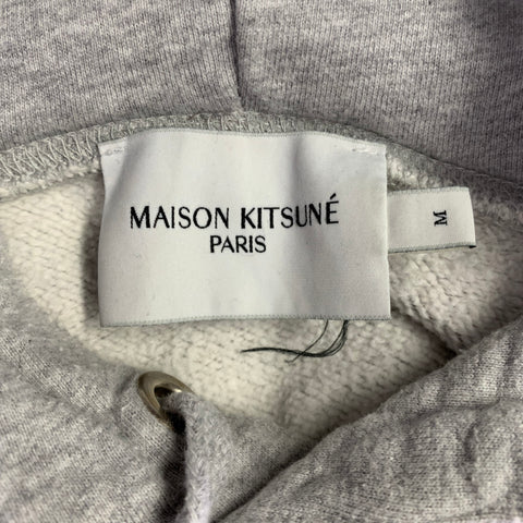 Sweat à capuche MAISON KITSUNE taille M, gris chiné, coton noir