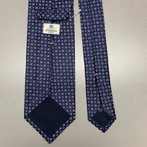 BORRELLI Blue Orange Squares Silk Tie